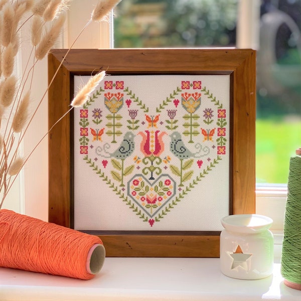 Scandi Heart Cross Stitch Downloadable PDF chart