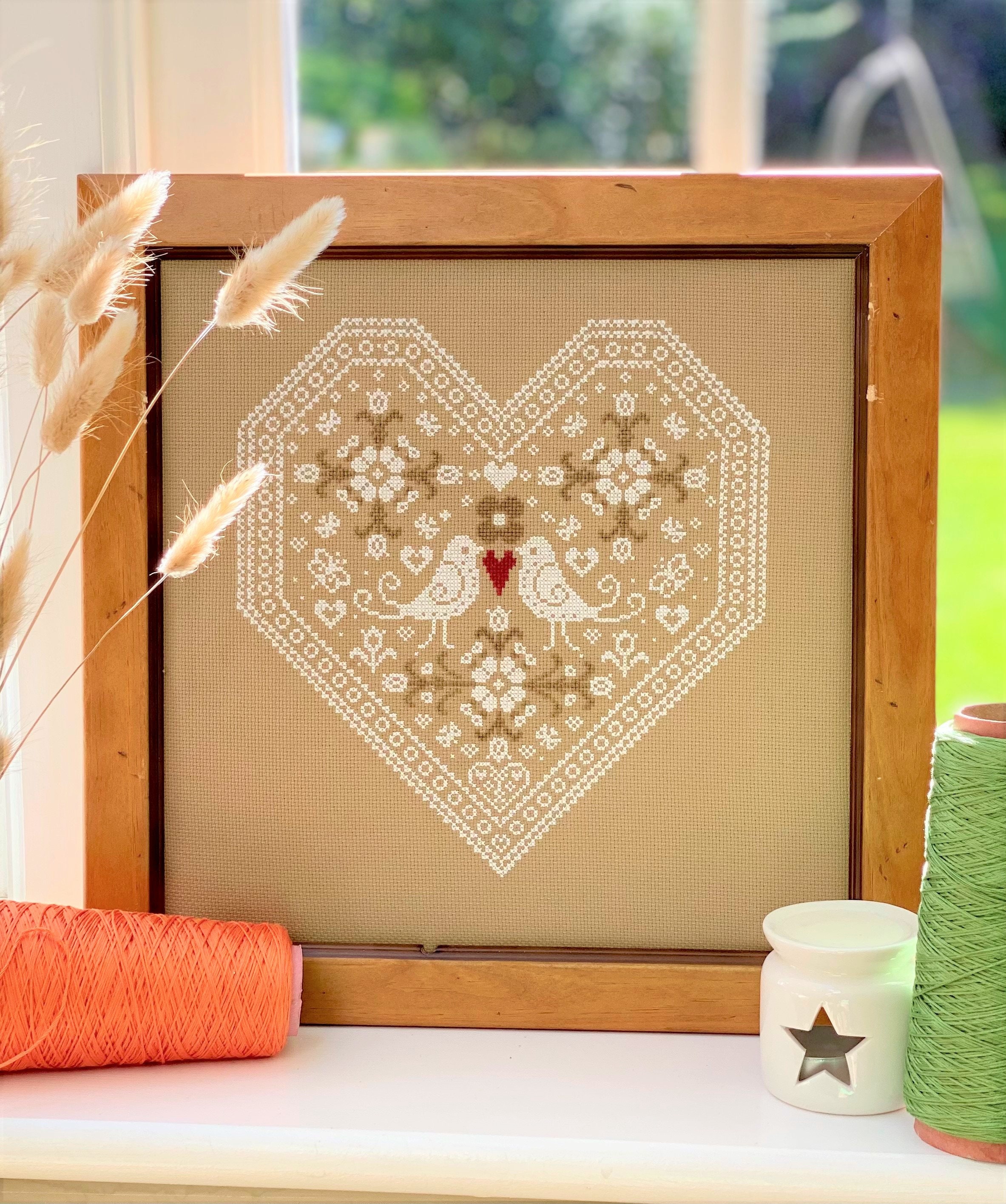 Love  Birds Cross Stitch Downloadable PDF chart