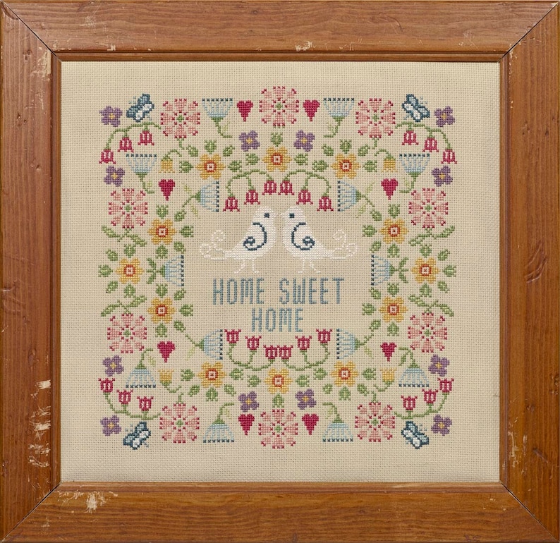 Flower Home Sweet Home Cross Stitch Kit Etsy