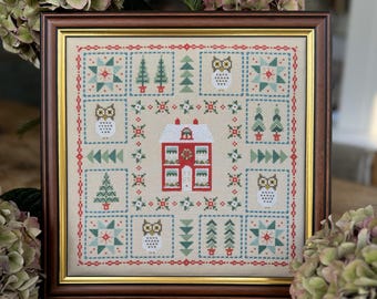 デジタルクロスステッチパターン「パッチワークカレンダー」OwlForest