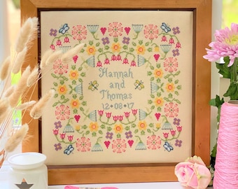 Flower Wedding Cross Stitch Downloadable PDF