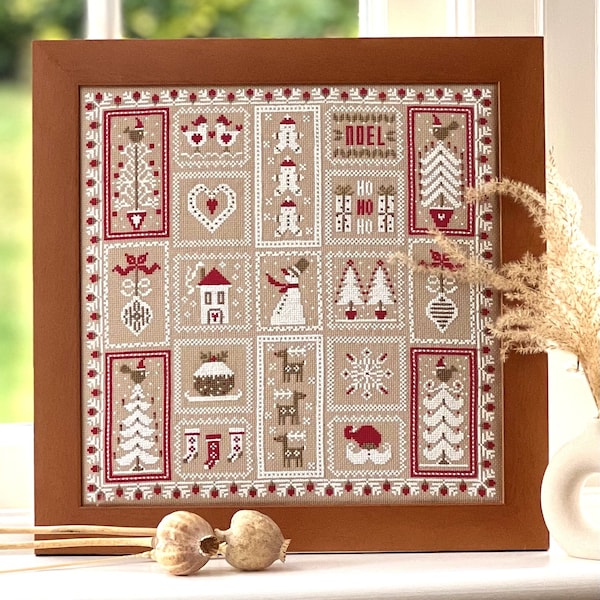 White Snowman Sampler cross stitch