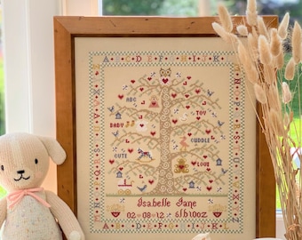 Tree A-Z Girl Birth Cross Stitch Kit