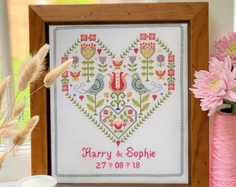 Scandi Heart Wedding Cross Stitch Kit