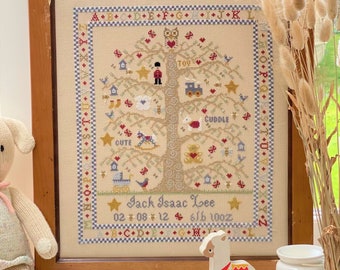 Tree A-Z Birth Sampler - Boy Cross Stitch Kit downloadable PDF