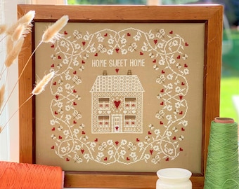 Kit de punto de cruz "Hogar dulce hogar blanco"