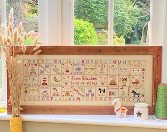 Just for a Girl Birth Sampler cross stitch