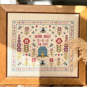 Garden Birth Sampler Downloadable PDF