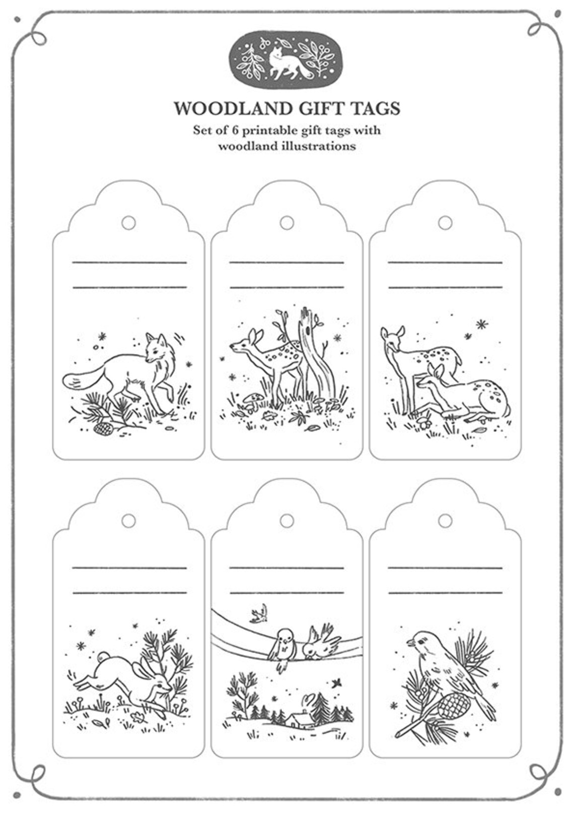 Printable Woodland Gift Tags / Instant Download / Handdrawn - Etsy