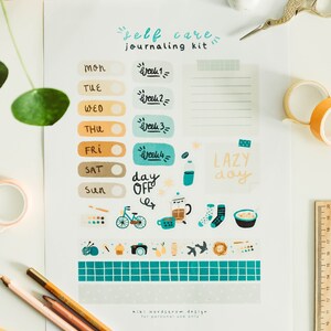 Self Care Bullet Journal Printable Kit Cute Illustrated Planner ...