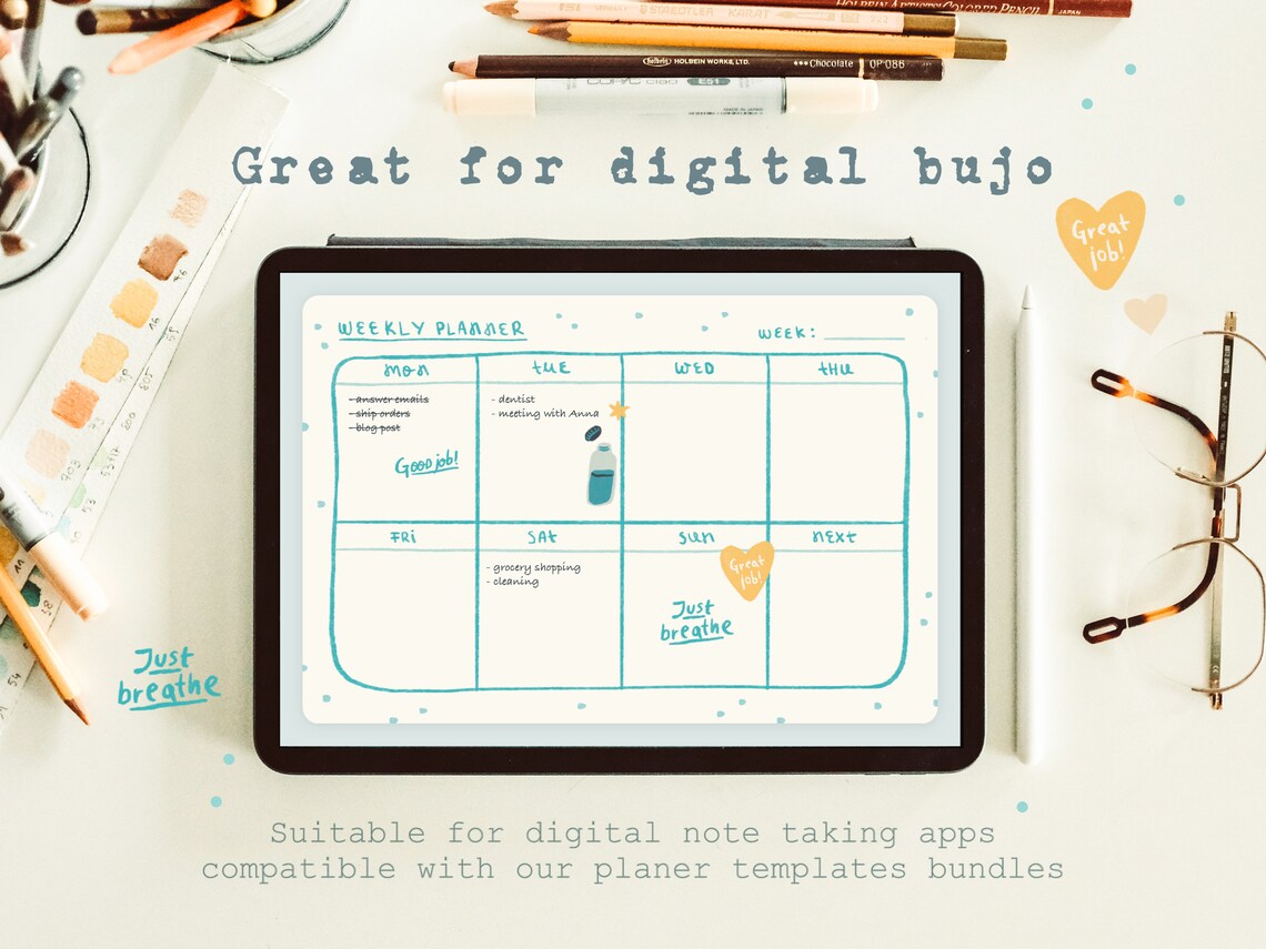 Self Care Bullet Journal Printable Kit Cute Illustrated | Etsy