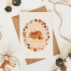 Merry Christmas Postcards | Double Sided Greeting Cards | Christmas Seasonal Winter Hygge Cozy Cute Stationery | Postcard & Envelope