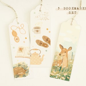 Set of 3 Handmade Bookmarks | Illustrated Nature Adventure Bookmarks | Book Lover Vintage Bookmarks | Book Worm Gift | Book Read Mark