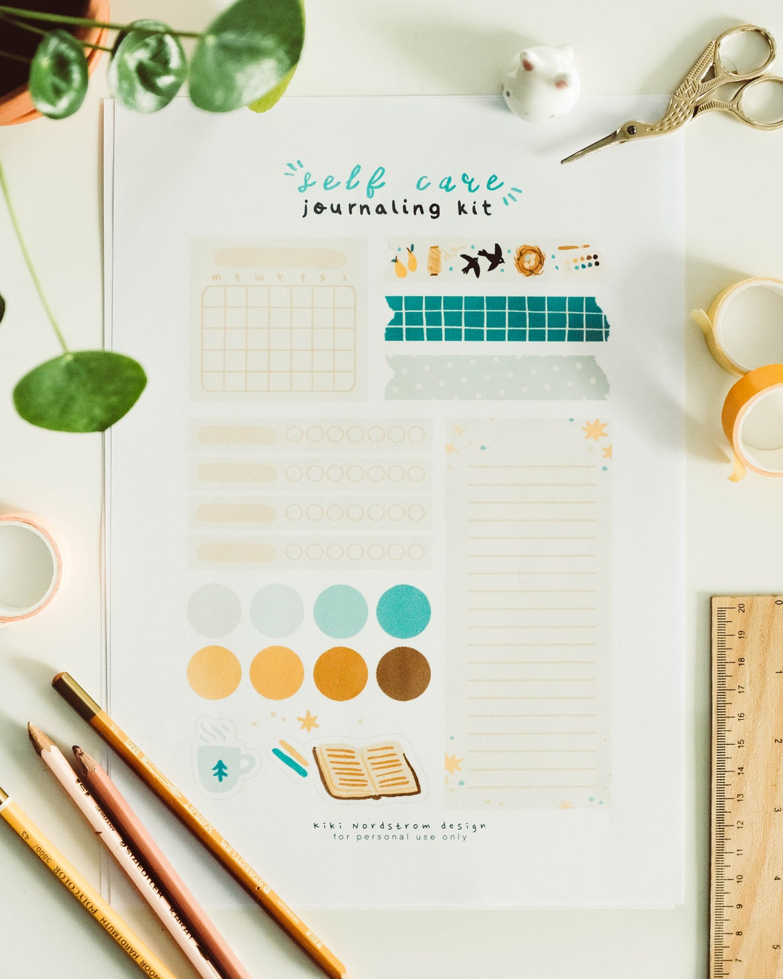 Self Care Bullet Journal Printable Kit Cute Illustrated | Etsy