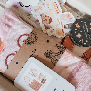 Cozy Day Kit Gift Box | Hygge Self Care Gift Set | Art Creative Gift | Fun Kawai Cute Gift Box with Socks, Notepad, Stickers, Bookmark & Tea