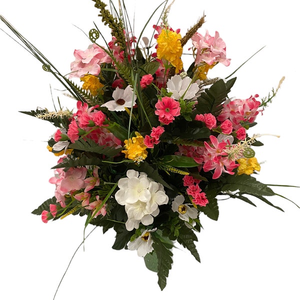 360 Degree, All Around,  Handmade Vase Flower - Cemetery Flowers~~Cemetery Vase Arrangement~Graveside Flowers