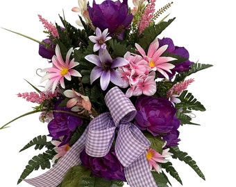 360 Degree, All Around,  Handmade Vase Flower - Cemetery Flowers~~Cemetery Vase Arrangement~Graveside Flowers