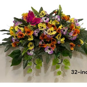 Pansy Cemetery Saddle - Spring Cemetery Flowers - Cemetery Decoration -Flower for Cemetery-Grave Site flower-Headstone Flower