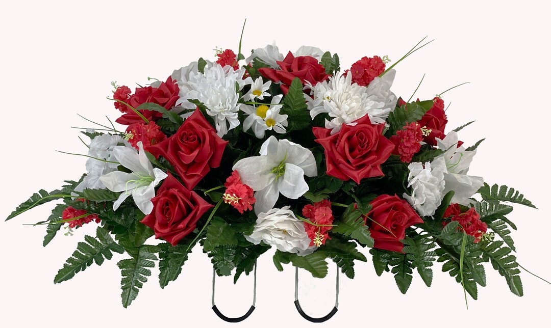 Red and White Cemetery Saddle Spring Cemetery Flowers Cemetery