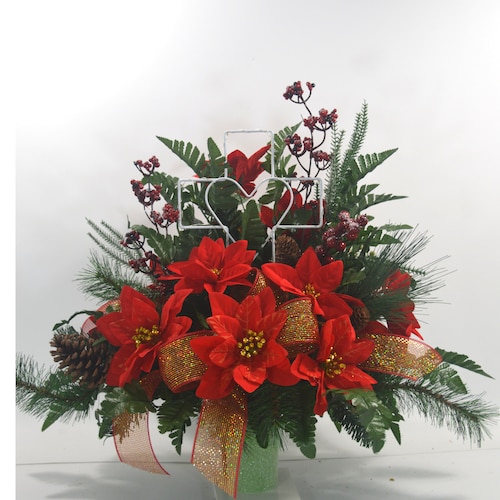 Solar Lightchristmas Cemetery Vase Flower Cemetery Etsy