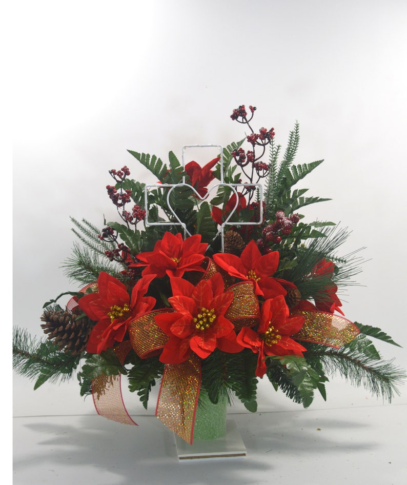 Solar Lightchristmas Cemetery Vase Flower Cemetery Etsy