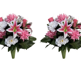 2 pieces 360 degree All around Spring Vase Flower - Cemetery Flowers -Cemetery Vase Insert~Cemetery Vase Arrangement~Graveside Flowers