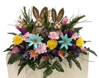 Spring Cemetery Flowers  -Flower for Cemetery-Grave Site flower-Headstone Flower-Easter Cemetery Saddle