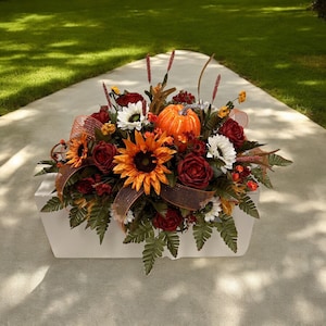 Sunflower Cemetery Saddle - Autumn Cemetery Flowers - Cemetery Decoration -Flower for Cemetery-Grave Site flower-Headstone Flower