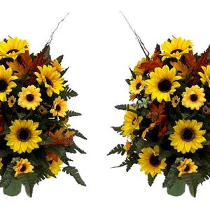 2 pieces 360 degree All around Falls Vase Flower -Autumn Cemetery Flowers -Cemetery Vase Insert~Cemetery Vase Arrangement~Graveside Flowers