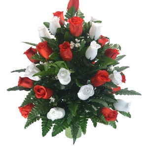 Hand Made Rosebuds Vase Flower - Cemetery Flowers~Cemetery Styrofoam Vase Insert~Cemetery Vase Arrangement~Graveside Flowers~READY TO SHIP