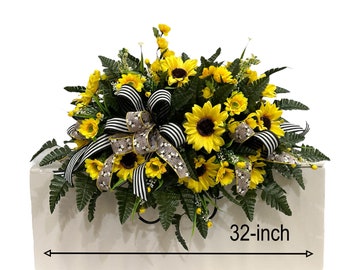 Sunflower Spring Cemetery Flowers  -Flower for Cemetery-Grave Site flower-Headstone Flower-Easter Cemetery Saddle