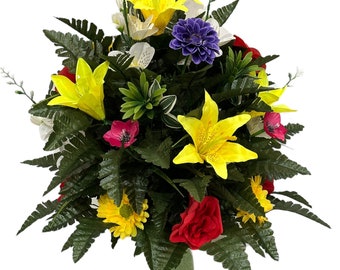 360 degree All around Spring  Vase Flower - Cemetery Flowers -Cemetery Vase Insert~Cemetery Vase Arrangement~Graveside Flowers