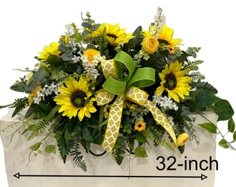 Sunflower Cemetery Saddle - Spring Cemetery Flowers - Cemetery Decoration -Flower for Cemetery-Grave Site flower-Headstone Flower