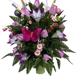 360 Degree All Around Lily Vase Flower - Cemetery Flowers~Cemetery Styrofoam Vase Insert~Cemetery Vase Arrangement~Graveside Flowers