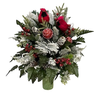 Handmade 360-Degree, All-Around Christmas  Cemetery Vase Flower - Cemetery Flowers~Cemetery Styrofoam Vase Insert~Graveside Flowers