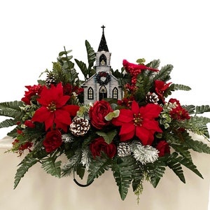 Handmade Christmas Cemetery Saddle - Fall Cemetery Flowers - Cemetery Decoration -Cemetery saddle-Headstone Flowers-SC3605