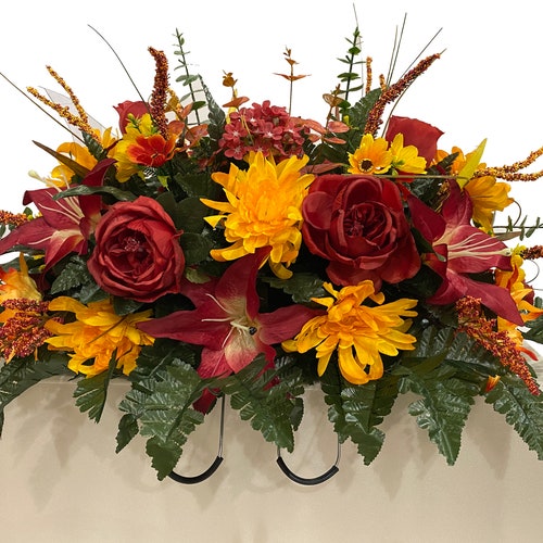 Autumn Mix Cemetery Saddle Fall Cemetery Flowers Cemetery Etsy