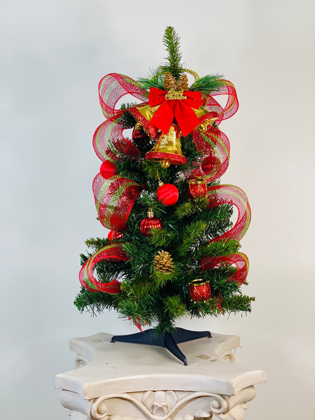 Artificial Decorated Christmas Tree Cemetery Christmas Tree Christmas Tree With Ribbons and Pine