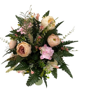 360-Degree All-Around Cabbage Roses Flower - Cemetery Flowers~Cemetery Styrofoam Vase Insert~Cemetery Vase Arrangement~