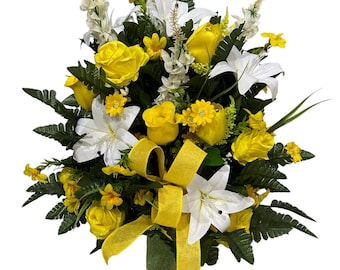 360 degree All around Spring  Vase Flower - Cemetery Flowers -Cemetery Vase Insert~Cemetery Vase Arrangement~Graveside Flowers