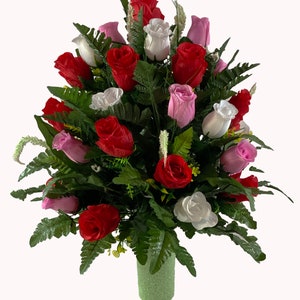 Mother&#39;s Day Vase Flower -Valentine Cemetery Flowers~Cemetery Styrofoam Vase Insert~Cemetery Vase Arrangement~Graveside Flowers