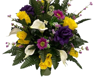 360 Degree All Around Rose Lily Vase Flower - Cemetery Flowers~Cemetery Styrofoam Vase Insert~Cemetery Vase Arrangement~Graveside Flowers