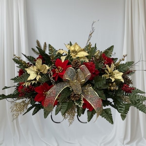 Handmade Christmas Cemetery Saddle - Fall Cemetery Flowers - Cemetery Decoration -Cemetery saddle-Headstone Flowers-Christmas cemetery