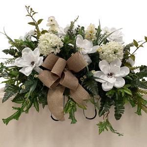Magnolias Cemetery Saddle - Spring Cemetery Flowers - Cemetery Decoration -Flower for Cemetery-Grave Site flower-Headstone Flower