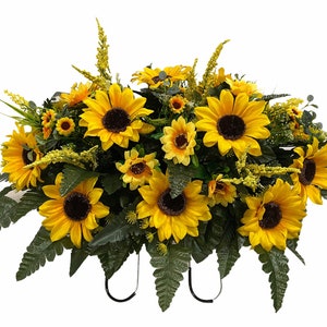 Sunflowers Cemetery Saddle - Fall Cemetery Flowers - Cemetery Decoration -Cemetery saddle