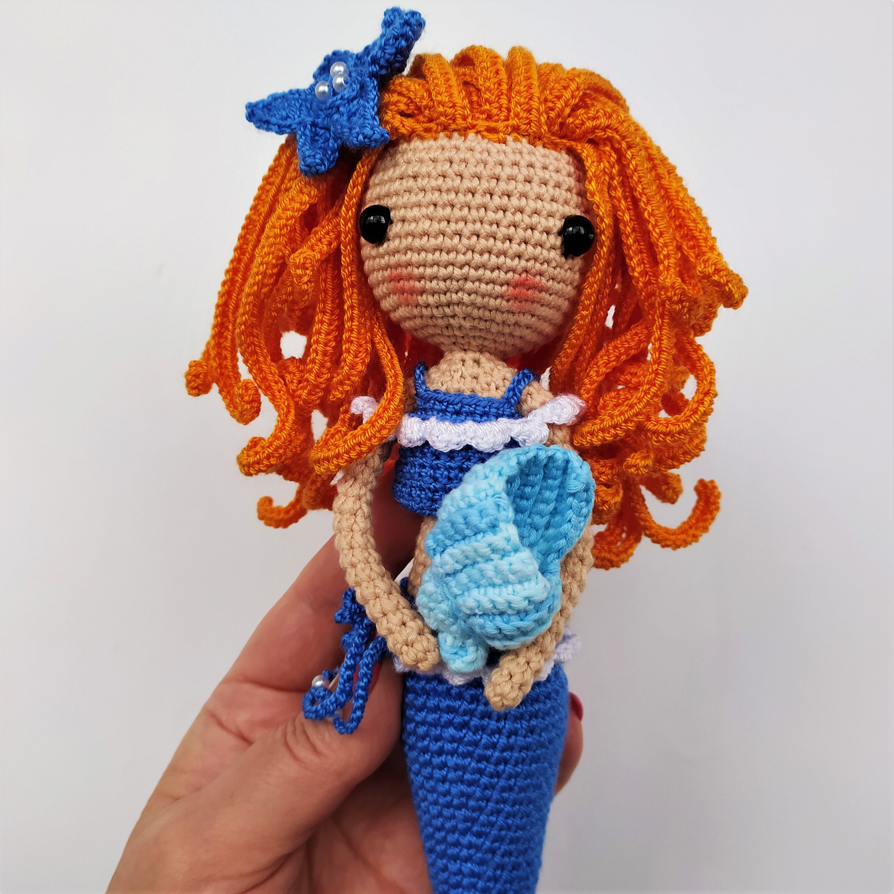 Crochet mermaid doll Mermaid baby doll with shell Etsy