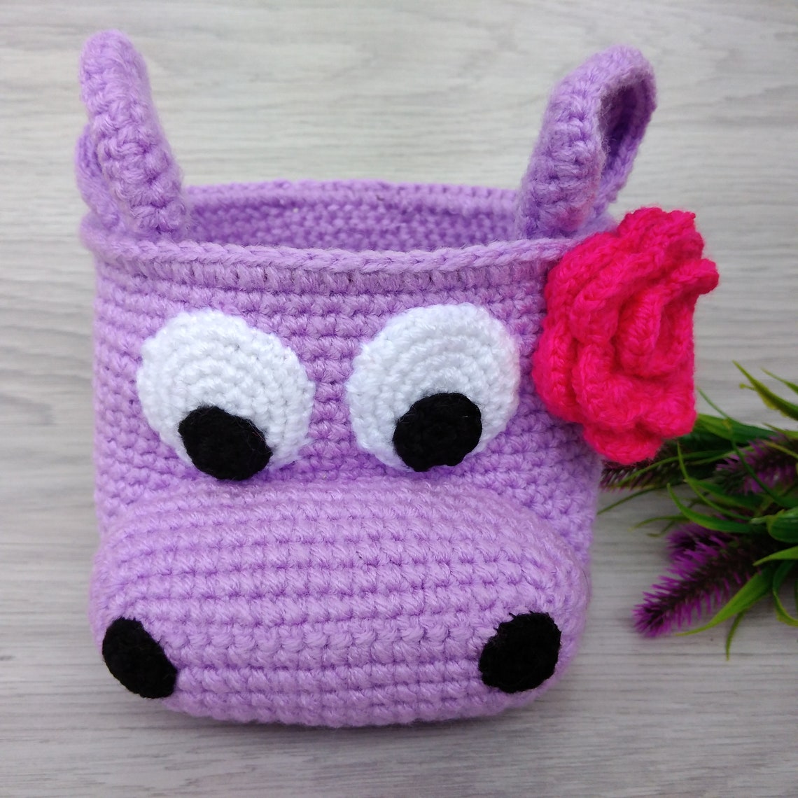 Crochet storage basket Animal basket for nursery Kids desk Etsy