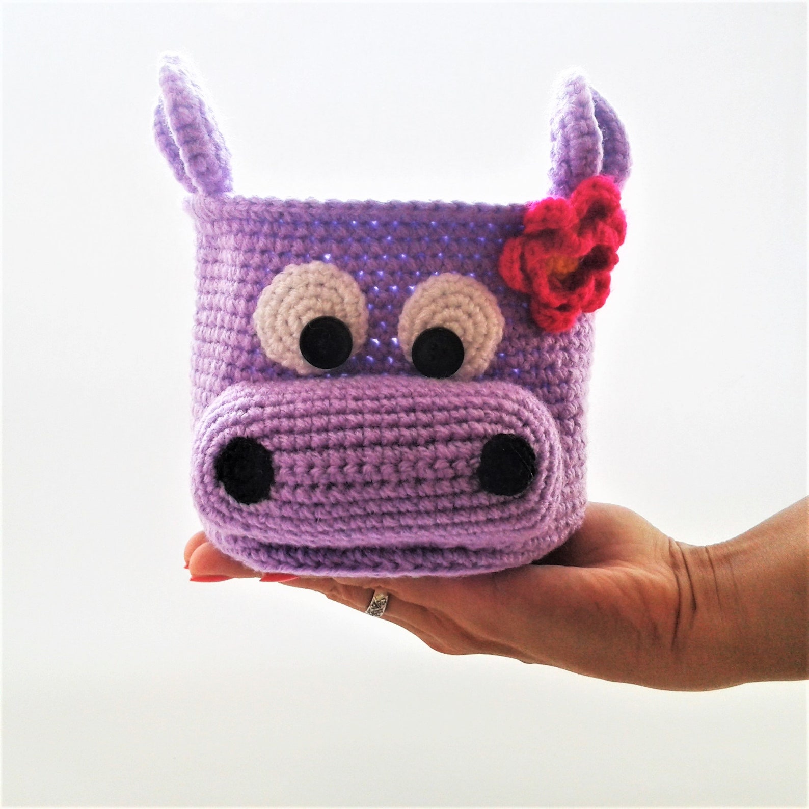 Crochet storage basket Animal basket for nursery Kids desk Etsy