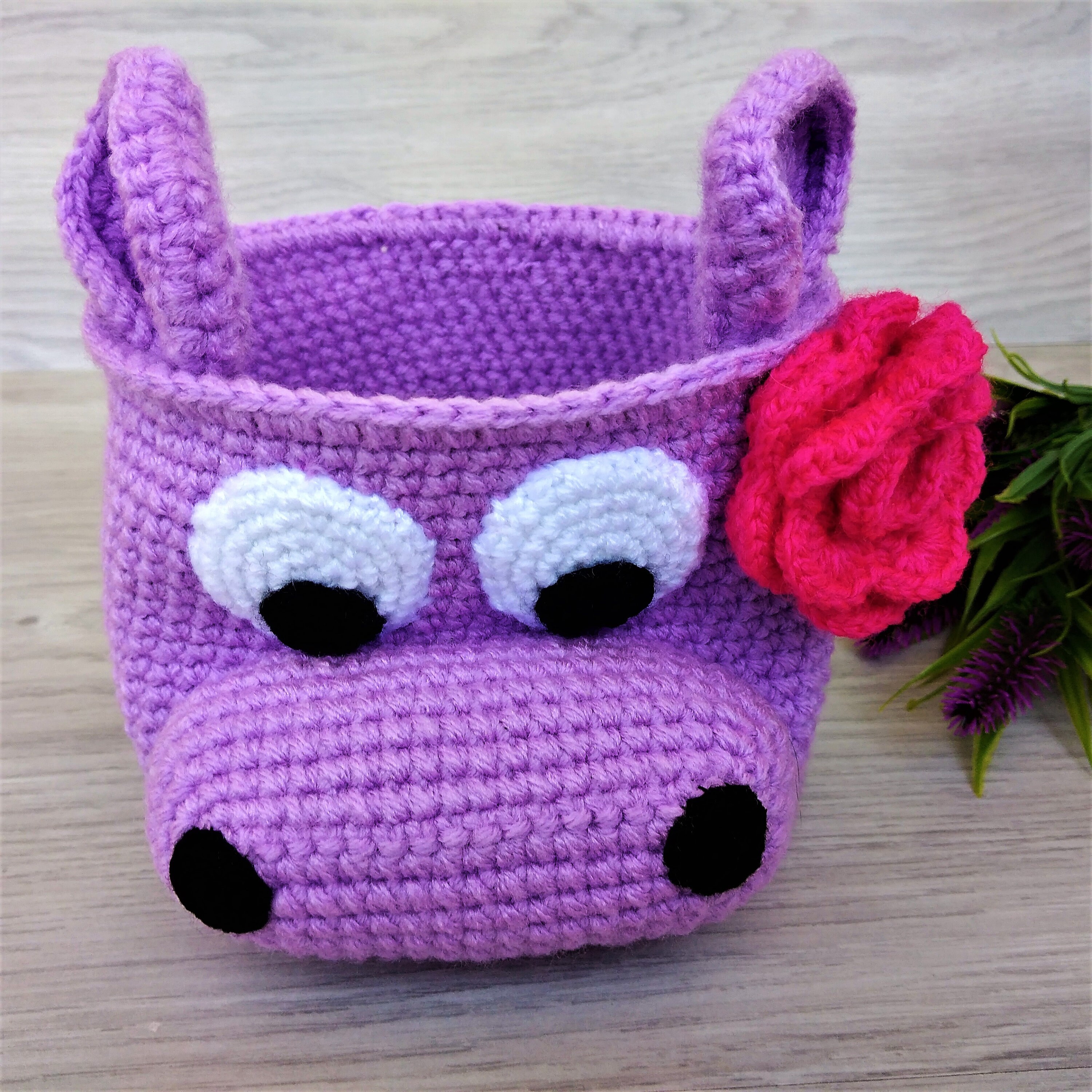 Crochet storage basket Animal basket for nursery Kids desk Etsy