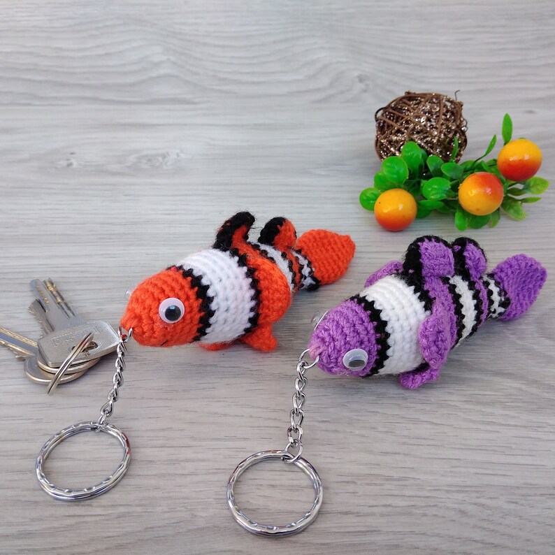 Crochet keychain fish Amigurumi key chain Backpack keychain Etsy